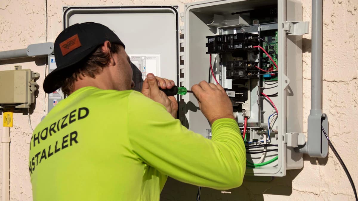 Technicus reinigt de filters van een split-airco tijdens onderhoud